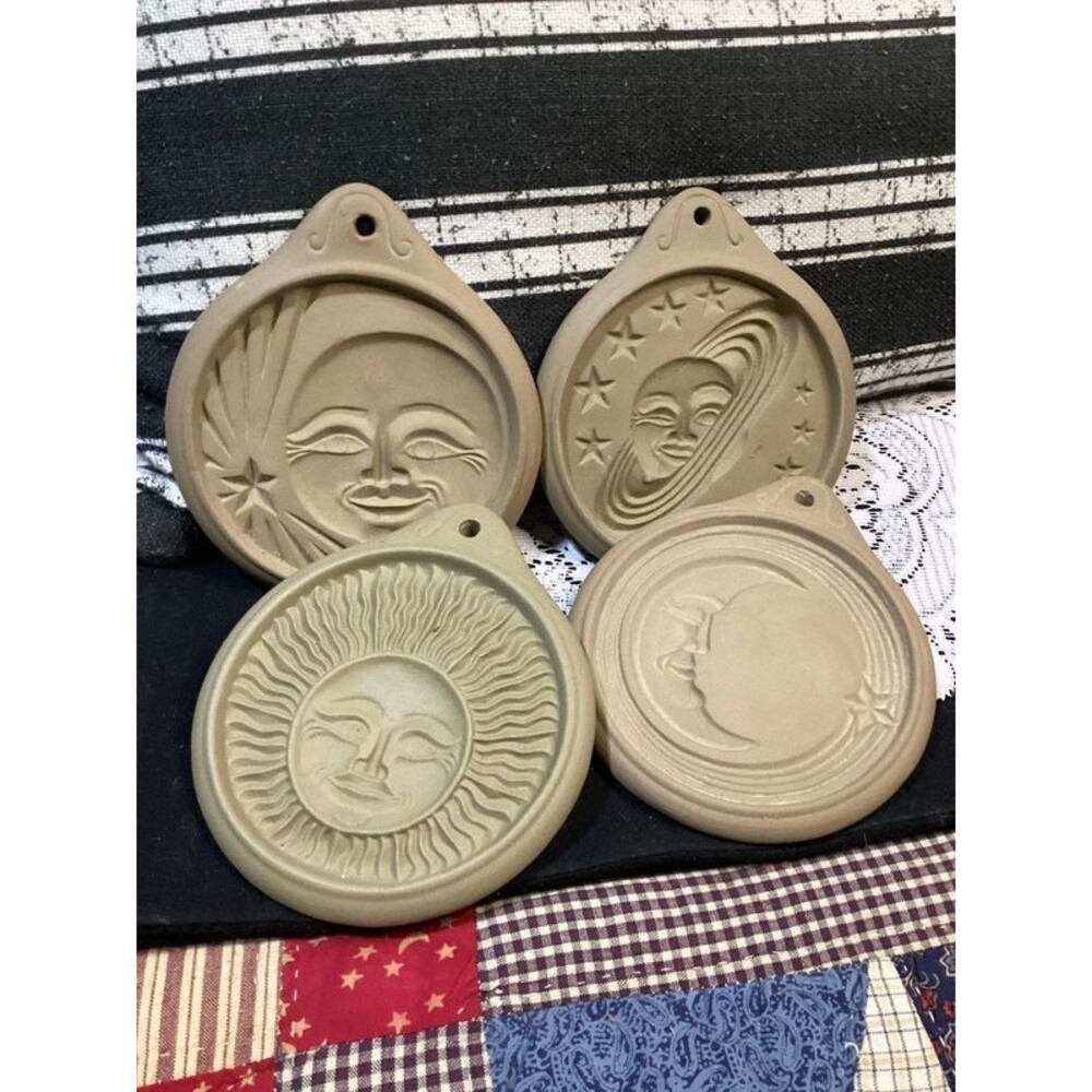 Hartstone Stoneware Celestial Cookie Molds Set of Four Vintage Display or Use